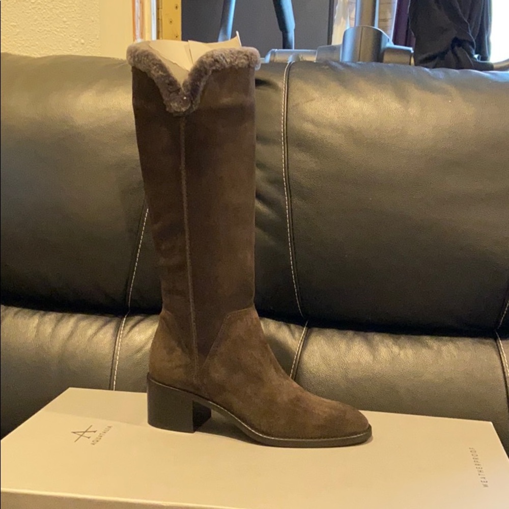 Aquatalia Jocelyn suede boots in gray